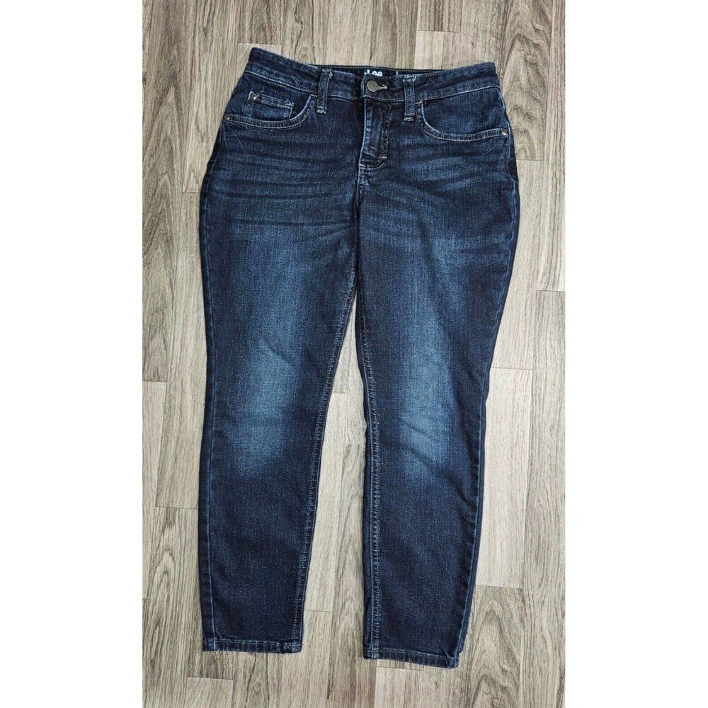 (3/$35) Lee Riders Size 6 Petite Mid Rise Skinny Whiskered Crop Denim Blue Jeans